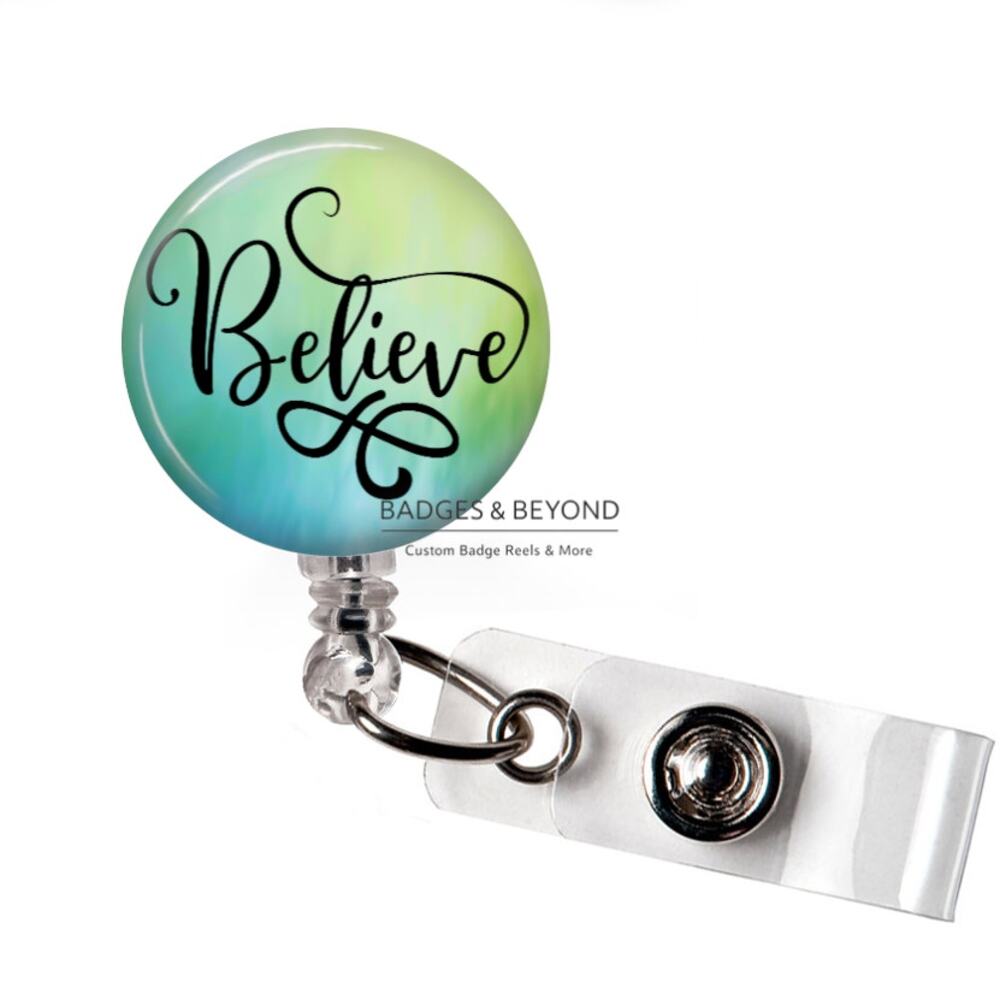 ✨💫 Believe Badge Reel | Inspirational Retractable ID Name Tag Holder